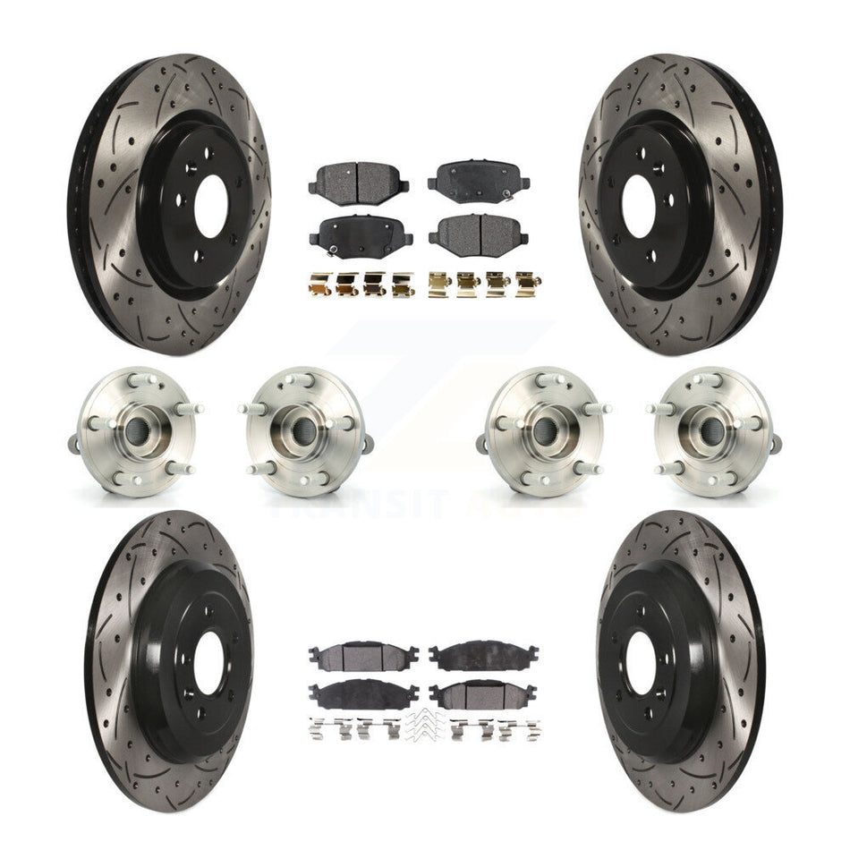 Front Rear Hub Bearings Coated Disc Brake Rotors And Pads Kit (10Pc) For Ford Explorer KBB-127036