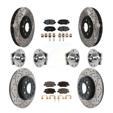 Front Rear Hub Bearing Coated Disc Brake Rotor Pad Kit (10Pc) For Jeep Renegade Fiat 500X KBB-127037