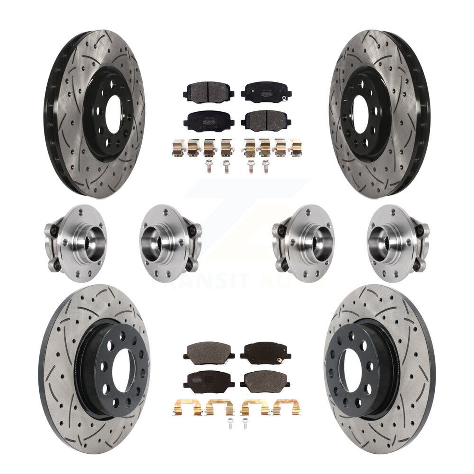 Front Rear Hub Bearing Coated Disc Brake Rotor Pad Kit (10Pc) For Jeep Renegade Fiat 500X KBB-127037