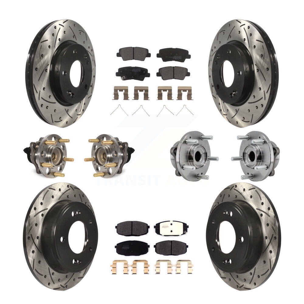 Front Rear Hub Bearing Coated Brake Rotor Pad Kit (10Pc) For Kia Soul Naturally Aspirated KBB-127041