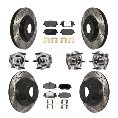 Front Rear Hub Bearing Coated Brake Rotor & Pads Kit (10Pc) For 2016-2020 Kia Sorento FWD KBB-127044