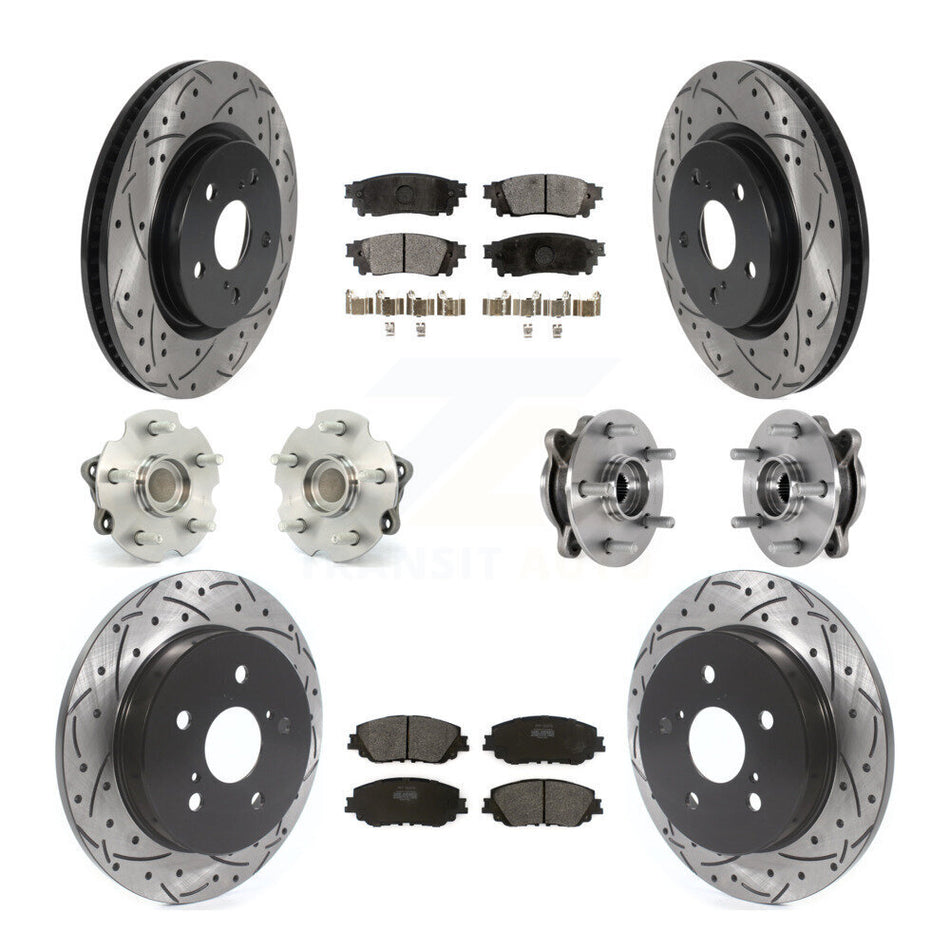Front Rear Hub Bearings Coated Disc Brake Rotors And Pads Kit (10Pc) For Toyota RAV4 KBB-127047