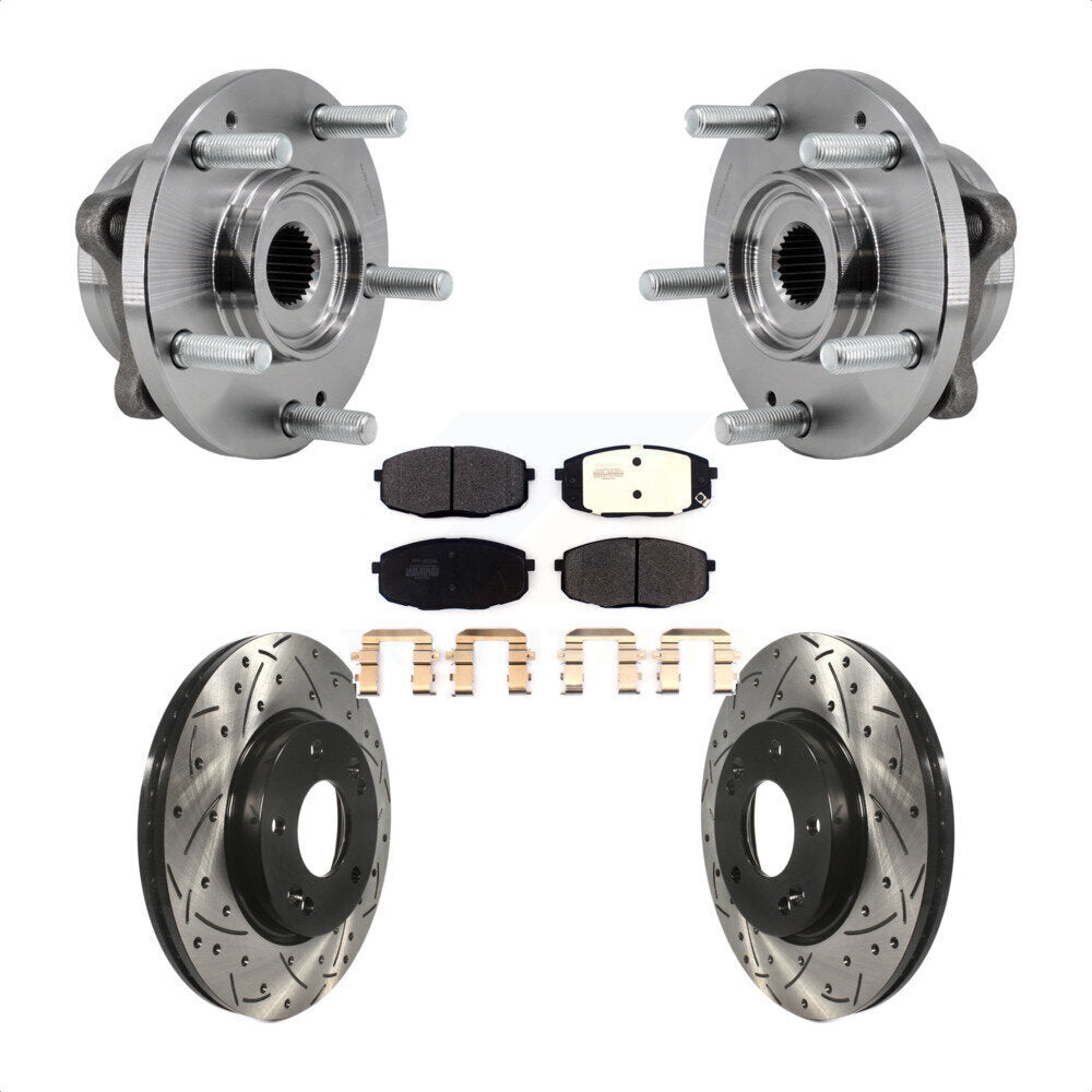 Front Hub Bearing Drilled Slot Brake Rotor Pad Kit For 17-19 Kia Soul Naturally Aspirated KBB-127054