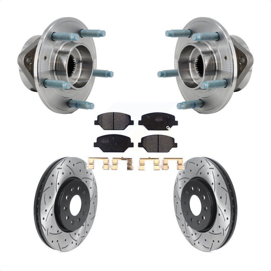 Front Hub Bearing Coated Drill Slot Brake Rotor Pad Kit For Chevrolet Equinox GMC Terrain KBB-127060