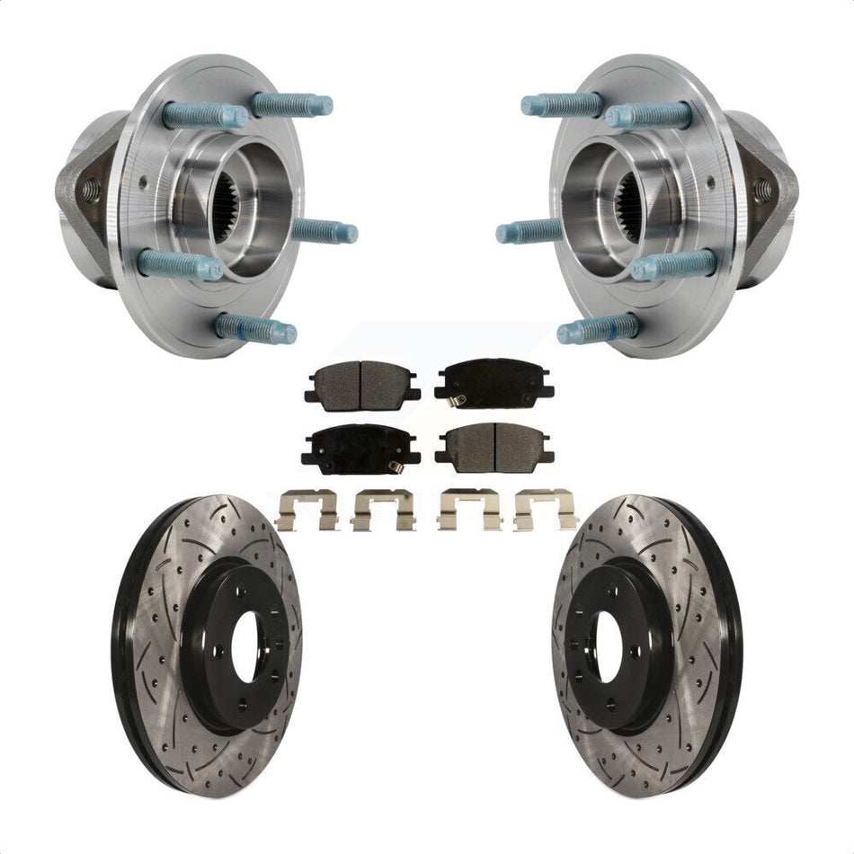 Front Hub Bearing Coated Drill Slot Brake Rotor Pad Kit For Chevrolet Equinox GMC Terrain KBB-127061