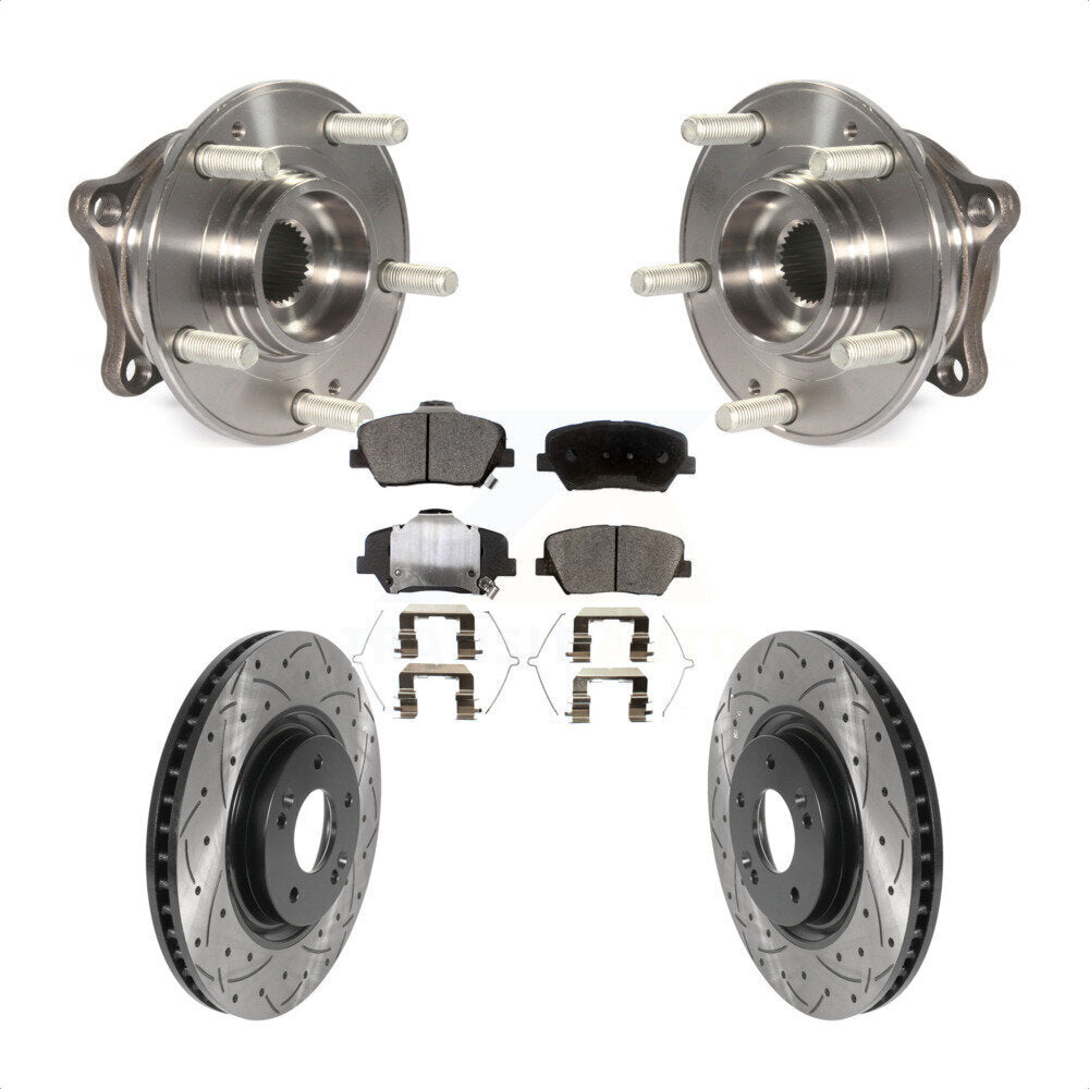 Front Hub Bearing Assembly Coated Drilled Slotted Brake Rotor & Pads Kit For Hyundai Nexo KBB-127062