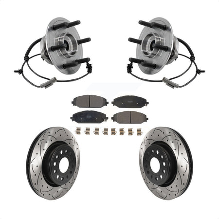 Front Hub Bearing Drilled Slot Brake Rotor & Pad Kit For Ram 1500 With 22" Factory Wheels KBB-127063