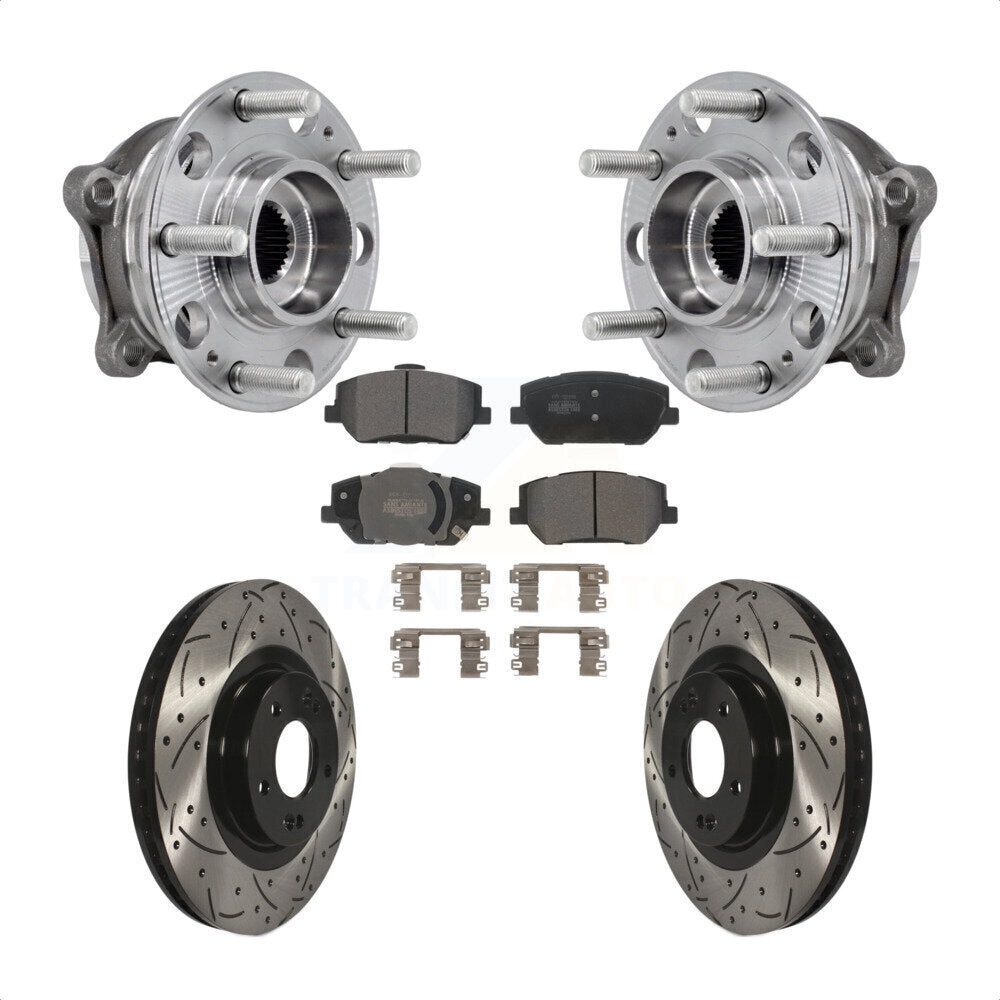 Front Hub Bearing Assembly Drill Slot Brake Rotor Pads Kit For 2019-2020 Hyundai Santa Fe KBB-127065