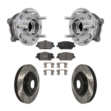 Front Hub Bearing Assembly Drill Slot Brake Rotor Pads Kit For 2019-2020 Hyundai Santa Fe KBB-127065