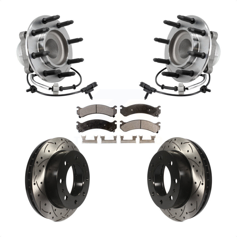 Front Hub Bearing Drilled Slot Brake Rotor Pads Kit For GMC Savana 2500 Chevrolet Express KBB-127067