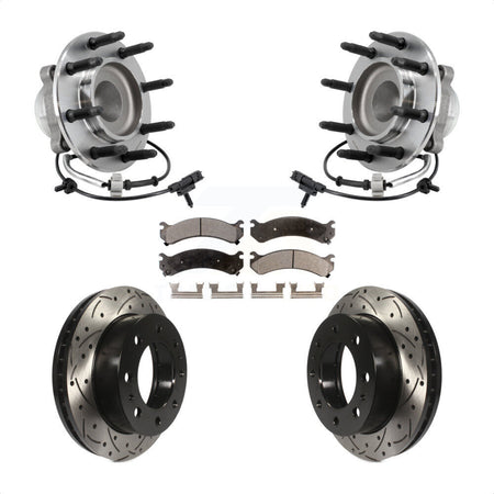 Front Hub Bearing Drilled Slot Brake Rotor Pads Kit For GMC Savana 2500 Chevrolet Express KBB-127067