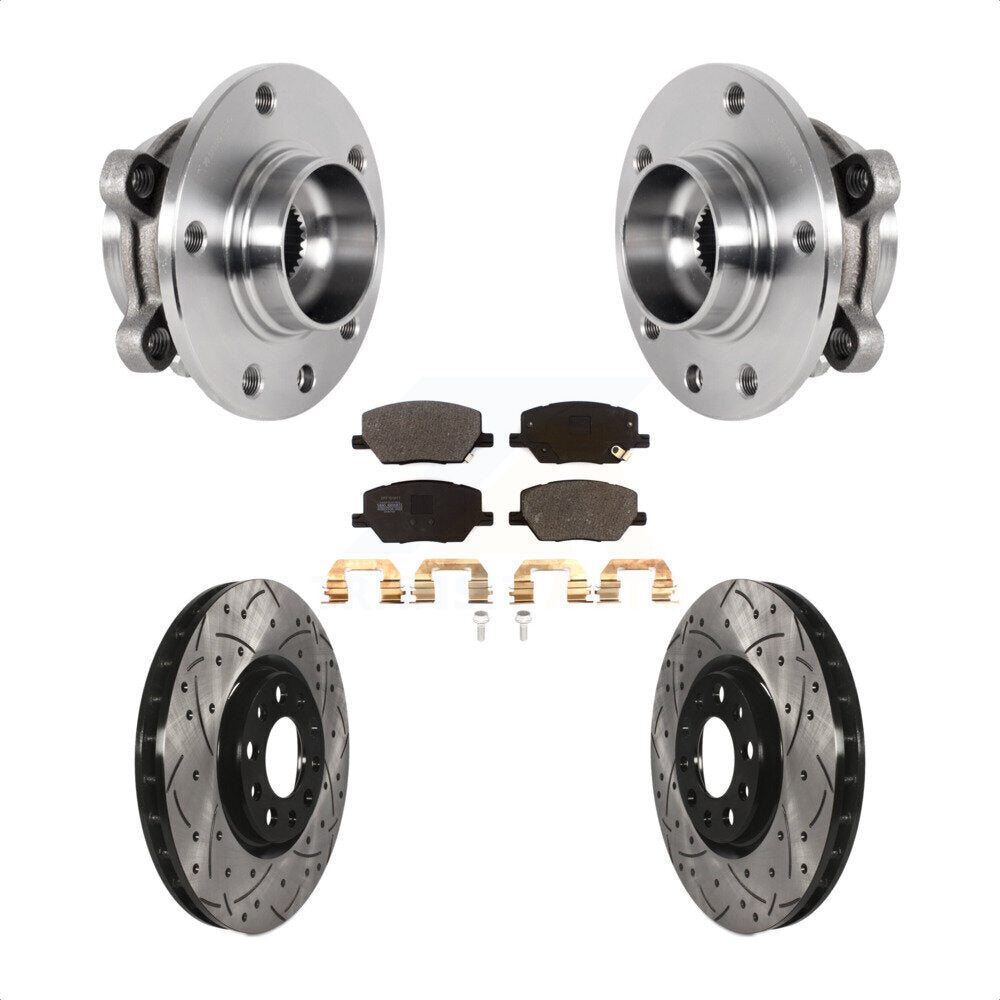 Front Hub Bearing Coat Drill Slot Brake Rotor Pad Kit For Jeep Compass Renegade Fiat 500X KBB-127068