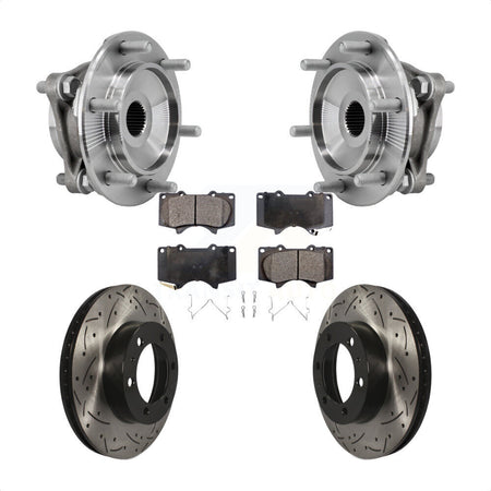 Front Hub Bearing Drill Slot Brake Rotor Pad Kit For Toyota Tacoma 4Runner FJ Cruiser 4WD KBB-127070