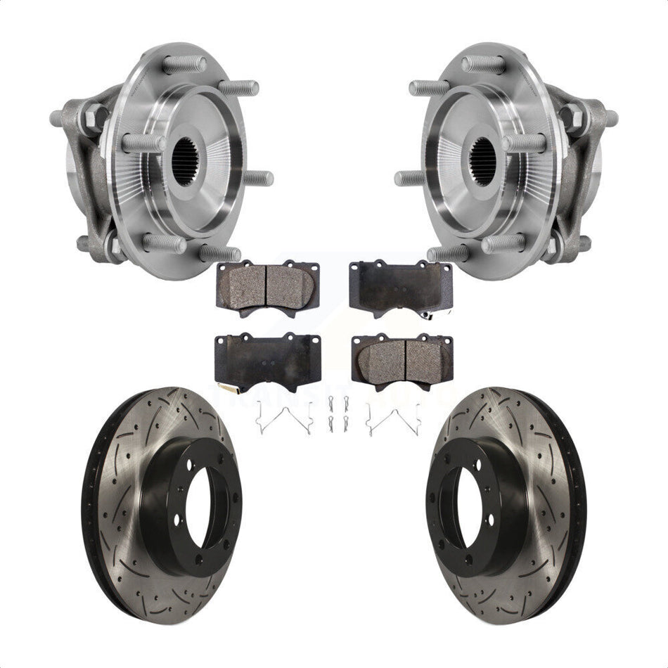 Front Hub Bearing Drill Slot Brake Rotor Pad Kit For Toyota Tacoma 4Runner FJ Cruiser 4WD KBB-127070