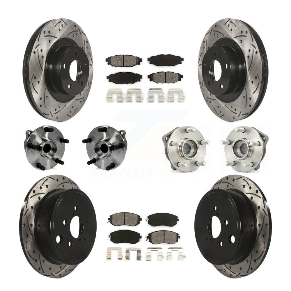 Front Rear Hub Bearings Coated Disc Brake Rotors And Pads Kit (10Pc) For Subaru Impreza KBB-127076