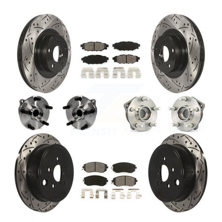 Front Rear Hub Bearings Coated Disc Brake Rotors And Pads Kit (10Pc) For Subaru Impreza KBB-127076