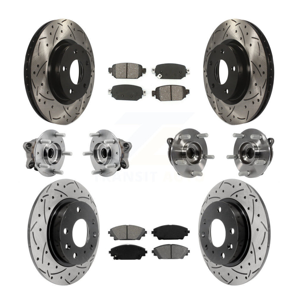 Front Rear Hub Bearing Coated Brake Rotor And Pad Kit (10Pc) For 2019-2021 Mazda CX-3 AWD KBB-127092