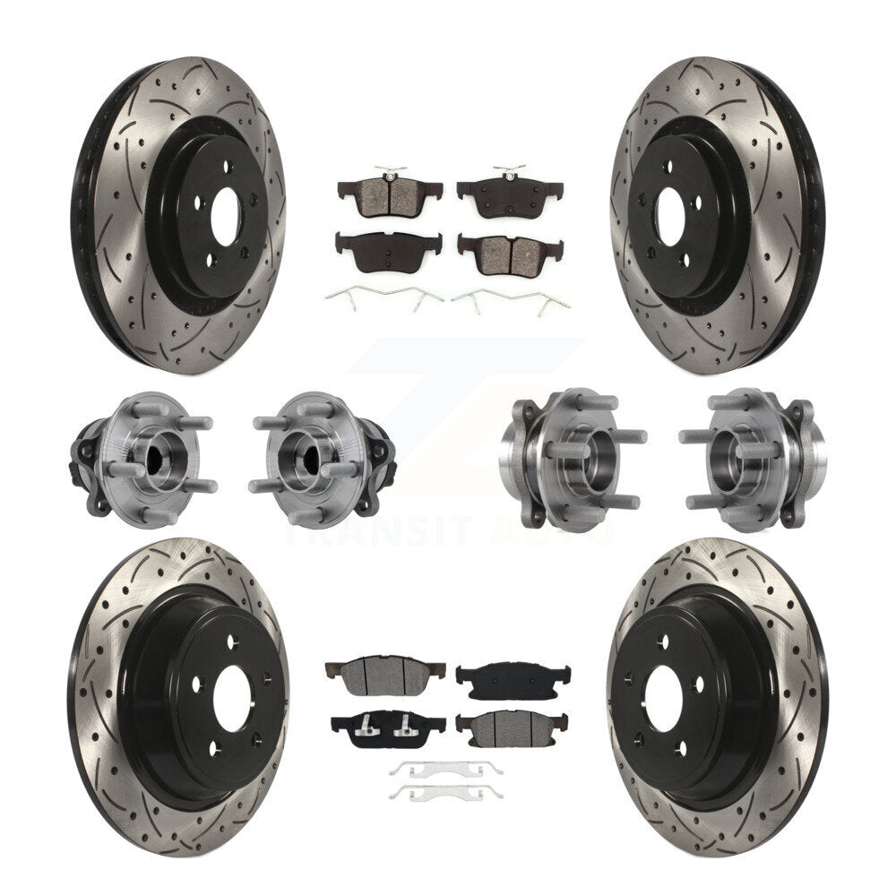 Front Rear Hub Bearing Coat Brake Rotor Pad Kit (10Pc) For Ford Edge Lincoln Nautilus MKX KBB-127099