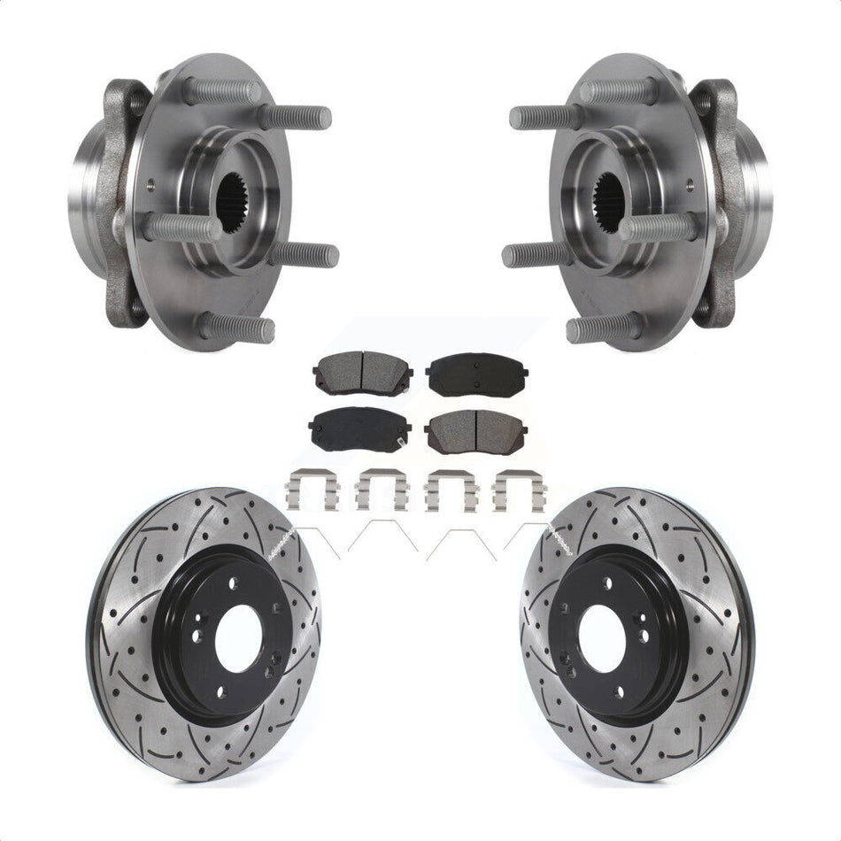 Front Hub Bearing Drill Slot Brake Rotor Pads Kit For Kia Forte Hyundai Elantra GT Forte5 KBB-127104