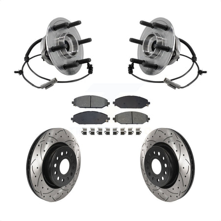 Front Hub Bearing Drilled Slot Brake Rotor & Pad Kit For Ram 1500 With 22" Factory Wheels KBB-127114
