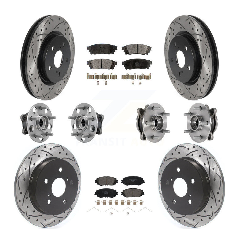 Front Rear Hub Bearing Coated Brake Rotor And Pad Kit (10Pc) For Toyota Camry Lexus ES250 KBB-127123