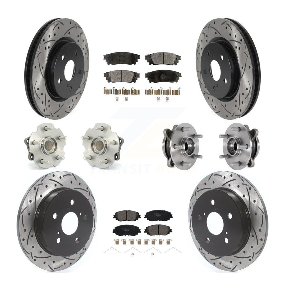 Front Rear Hub Bearing Coated Disc Brake Rotor And Ceramic Pad Kit (10Pc) For Toyota RAV4 KBB-127124