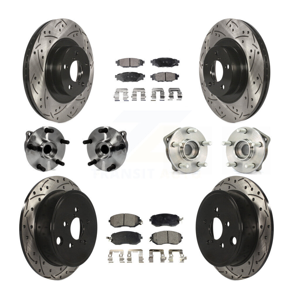 Front Rear Hub Bearings Coated Disc Brake Rotors And Pads Kit (10Pc) For Subaru Impreza KBB-127135
