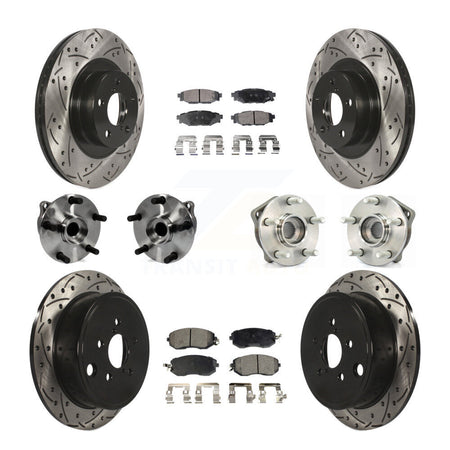 Front Rear Hub Bearings Coated Disc Brake Rotors And Pads Kit (10Pc) For Subaru Impreza KBB-127135