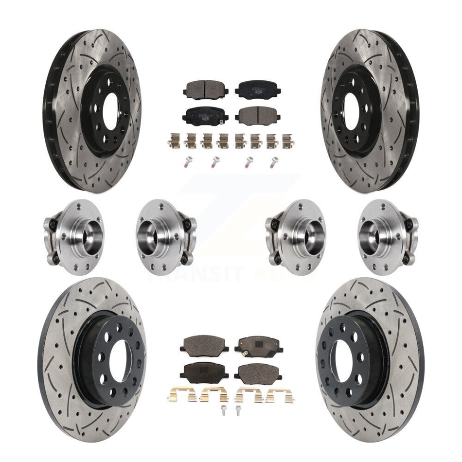 Front Rear Hub Bearing Coated Disc Brake Rotor Pad Kit (10Pc) For Jeep Renegade Fiat 500X KBB-127138