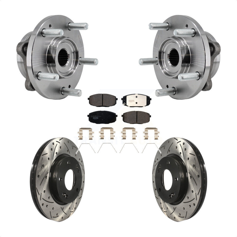 Front Hub Bearing Drilled Slot Brake Rotor Pad Kit For 17-19 Kia Soul Naturally Aspirated KBB-127150