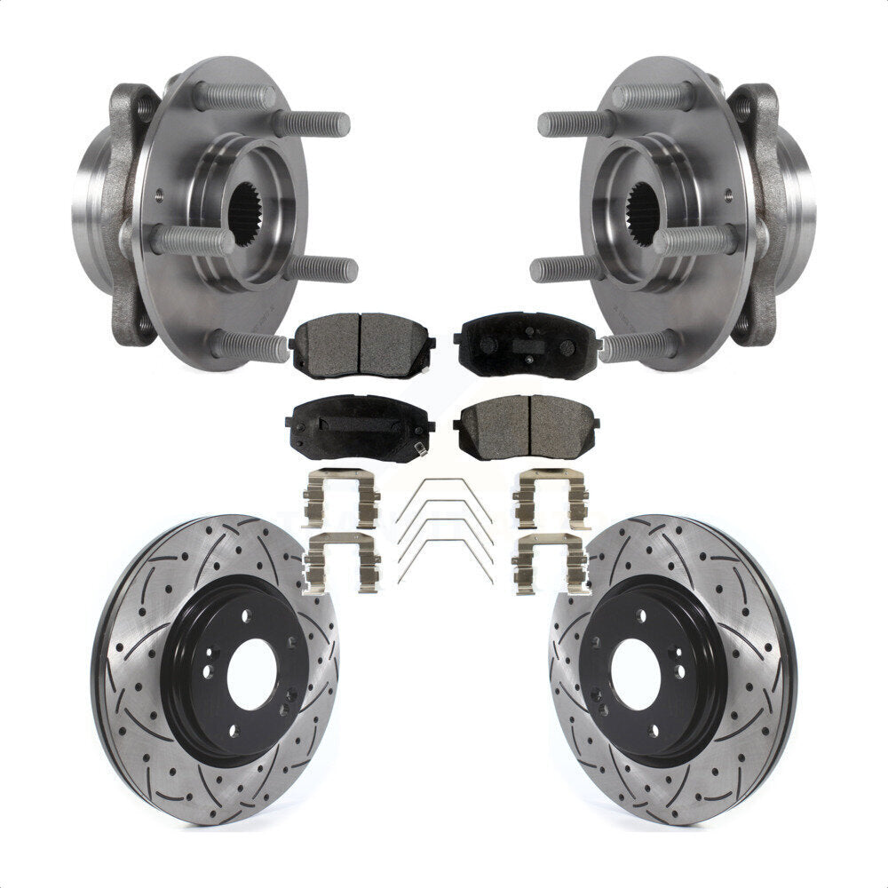 Front Hub Bearing Drill Slot Brake Rotor Pads Kit For Kia Forte Hyundai Elantra GT Forte5 KBB-127151