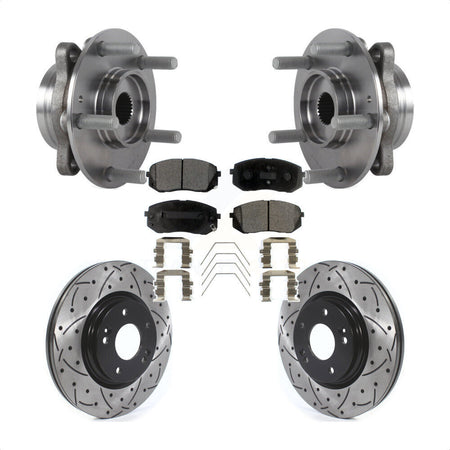Front Hub Bearing Drill Slot Brake Rotor Pads Kit For Kia Forte Hyundai Elantra GT Forte5 KBB-127151