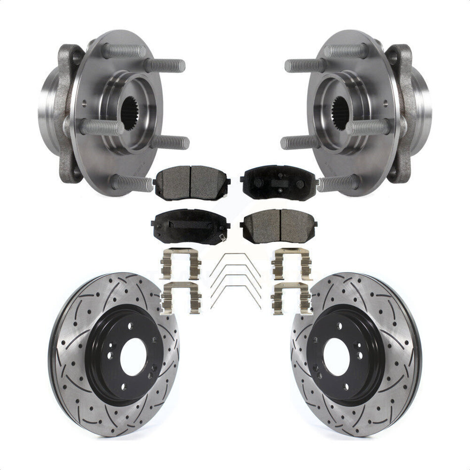 Front Hub Bearing Drill Slot Brake Rotor Pads Kit For Kia Forte Hyundai Elantra GT Forte5 KBB-127151