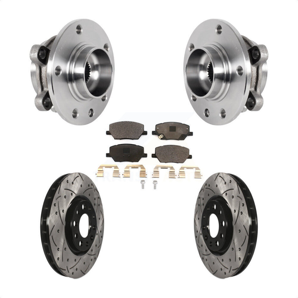 Front Hub Bearing Coat Drill Slot Brake Rotor Pad Kit For Jeep Compass Renegade Fiat 500X KBB-127152