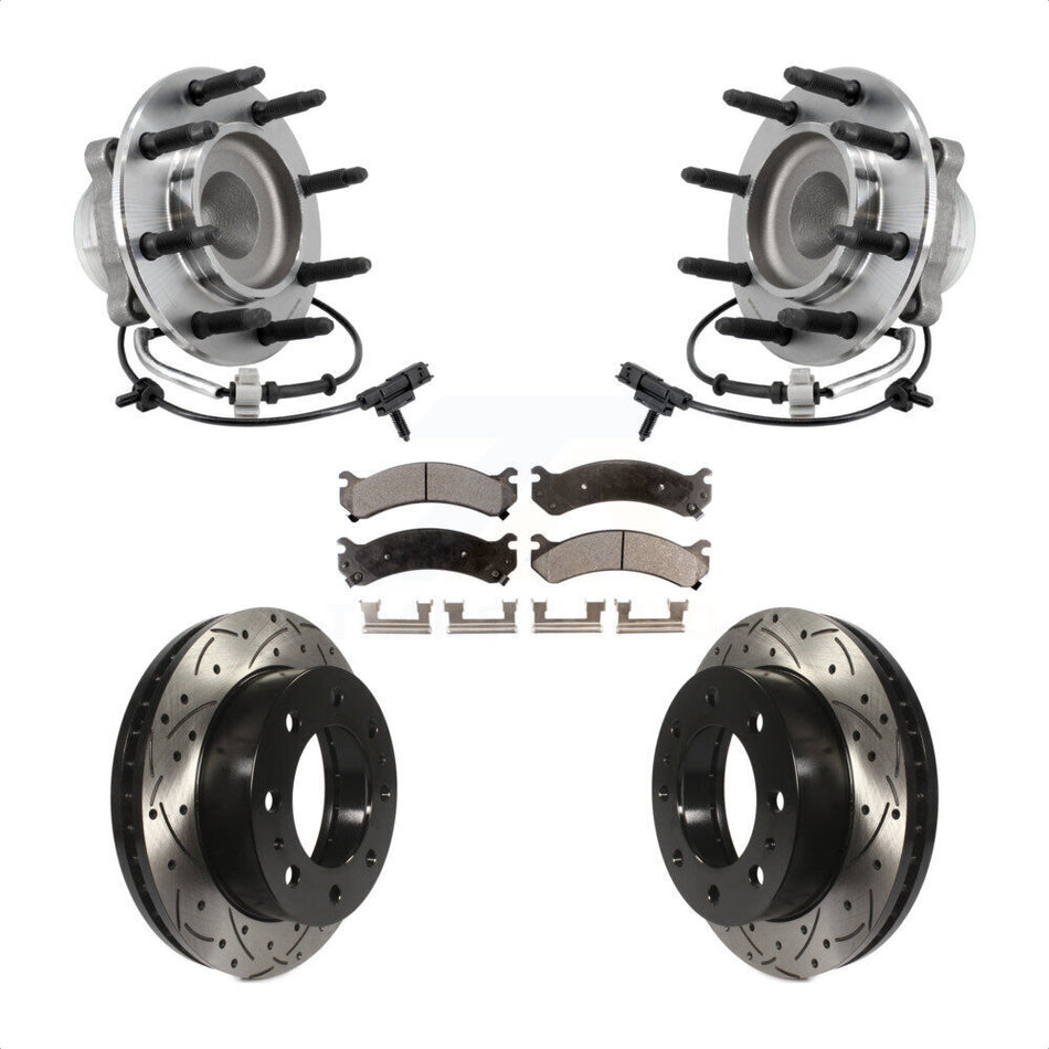 Front Hub Bearing Drilled Slot Brake Rotor Pads Kit For GMC Savana 2500 Chevrolet Express KBB-127154