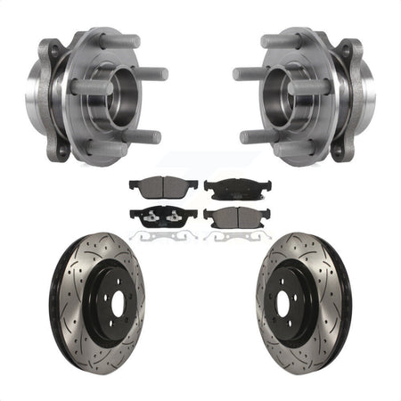 Front Hub Bearing Assembly Coated Drilled Slot Brake Rotor & Pad Kit For Lincoln Nautilus KBB-127155