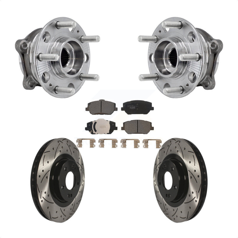 Front Hub Bearing Assembly Drill Slot Brake Rotor Pads Kit For 2019-2020 Hyundai Santa Fe KBB-127161