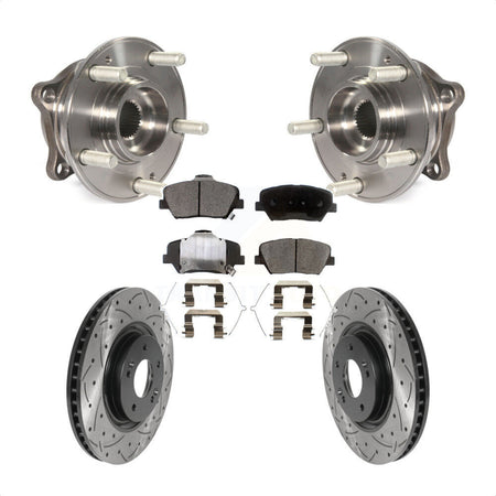 Front Hub Bearing Assembly Coated Drilled Slotted Brake Rotor & Pads Kit For Hyundai Nexo KBB-127162