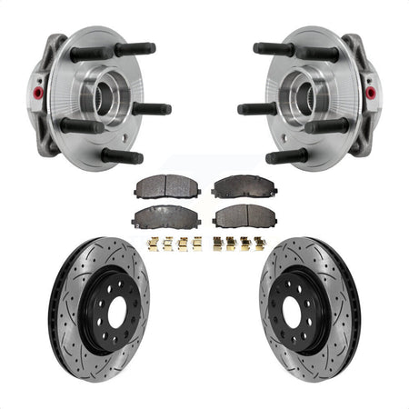 Front Hub Bearing Assembly Drilled Slot Brake Rotor & Pad Kit For Jeep Wrangler Gladiator KBB-127164