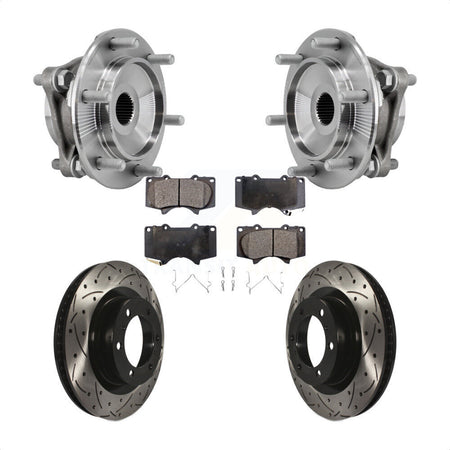 Front Hub Bearing Drill Slot Brake Rotor Pad Kit For 2010-2023 Toyota 4Runner Lexus GX460 KBB-127168