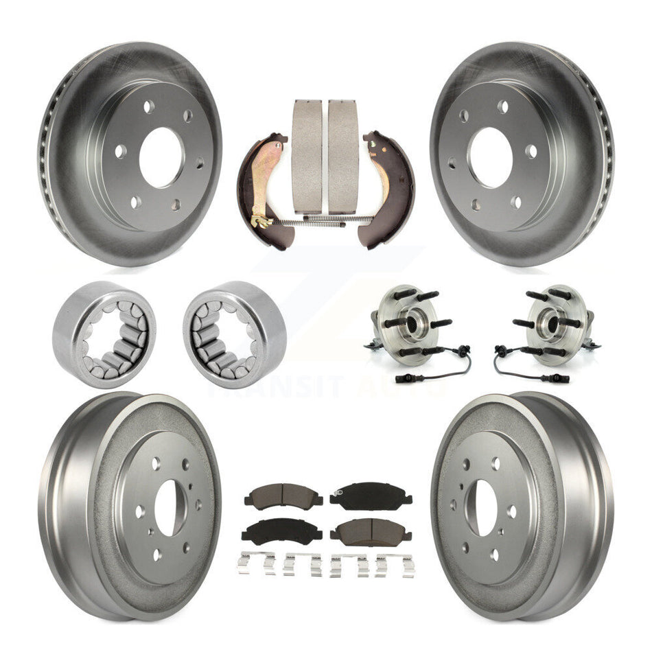 Front Rear Hub Bearing Coated Disc Brake Rotor & Pads Shoe Kit (10Pc) For GMC Sierra 1500 KBB-127175