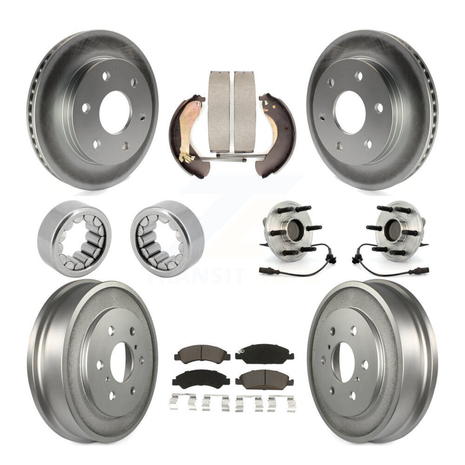 Front Rear Hub Bearing Coated Disc Brake Rotor & Pads Shoe Kit (10Pc) For GMC Sierra 1500 KBB-127176