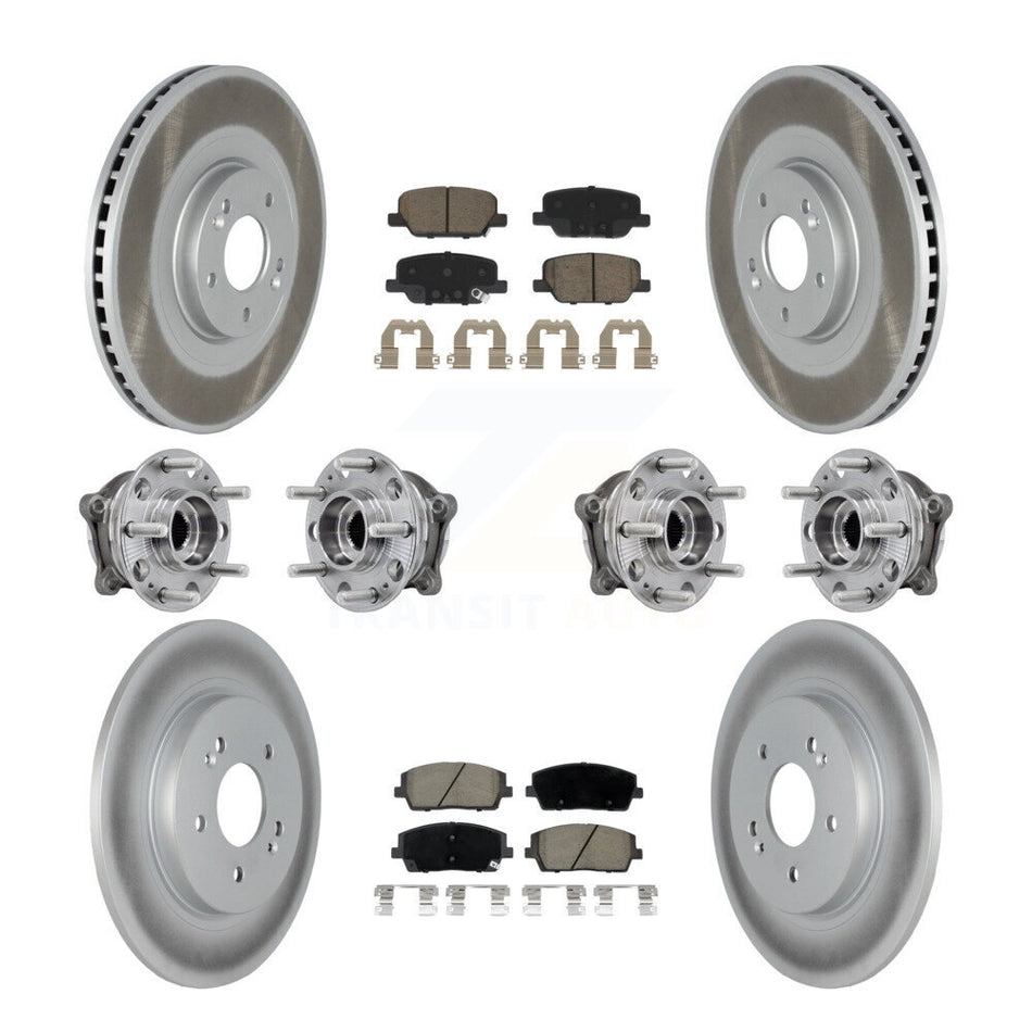Front Rear Hub Bearing Coat Brake Rotor Pad Kit (10Pc) For Hyundai Palisade Kia Telluride KBB-127177