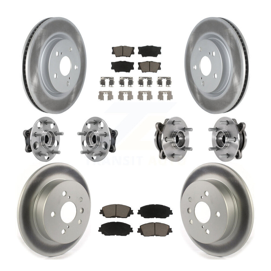 Front Rear Hub Bearings Coated Disc Brake Rotors And Pads Kit (10Pc) For Toyota Camry KBB-127190