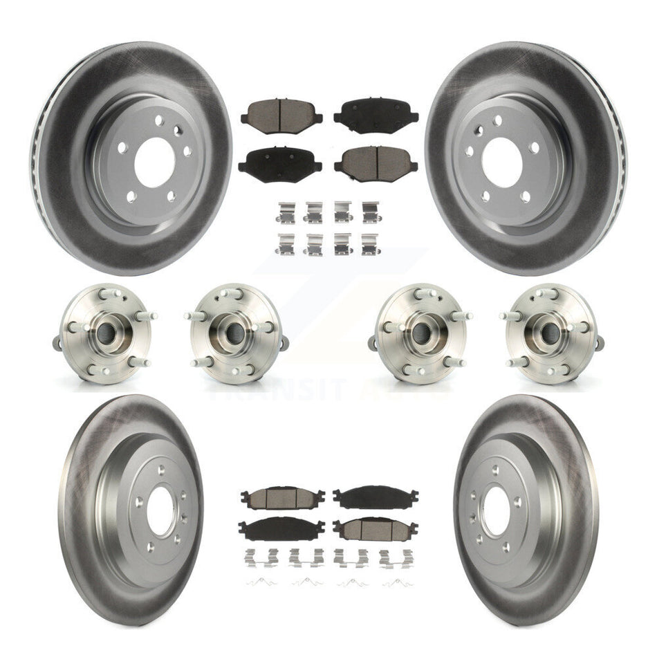 Front Rear Hub Bearings Coated Disc Brake Rotors And Pads Kit (10Pc) For Ford Explorer KBB-127191