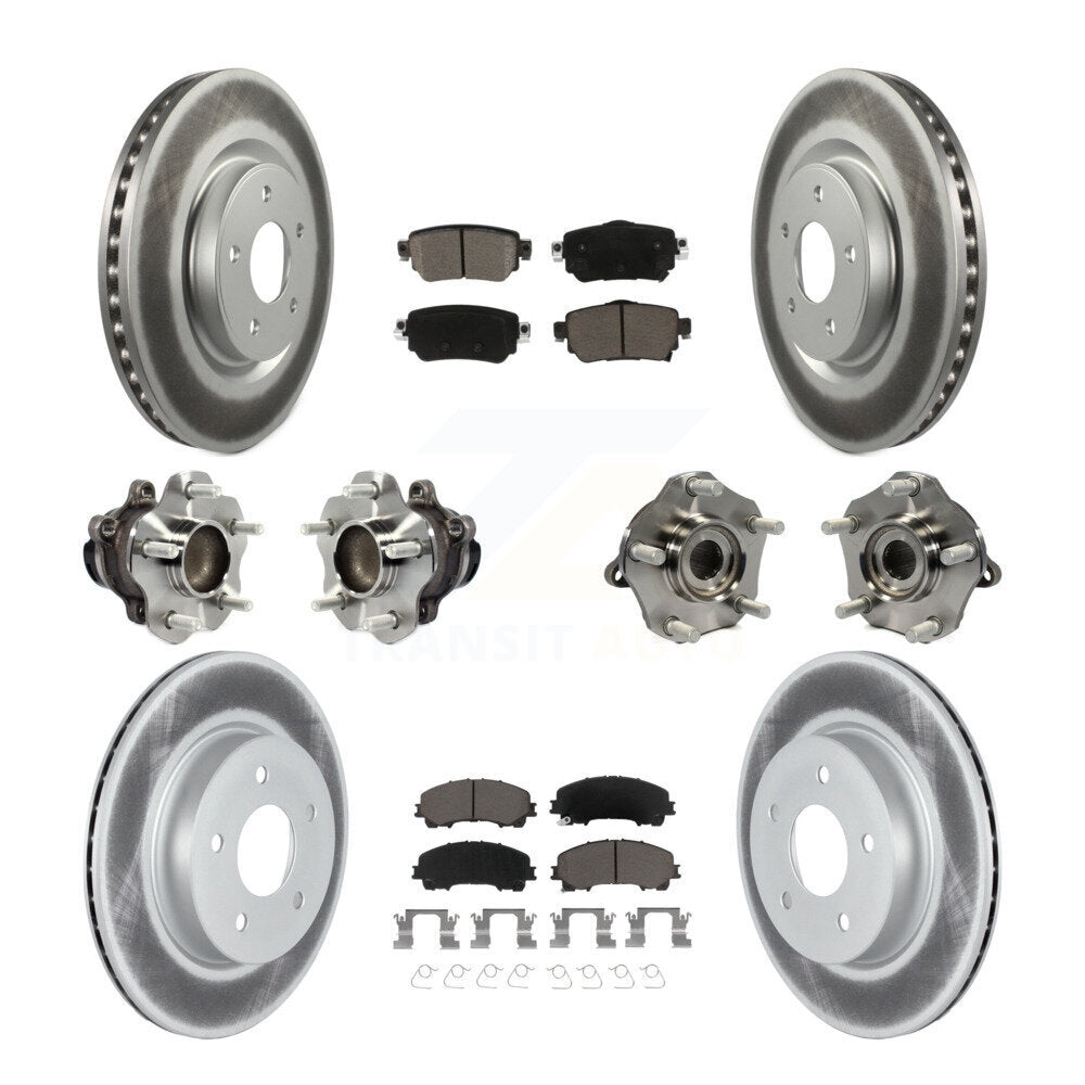 Front Rear Hub Bearings Coated Disc Brake Rotors And Pads Kit (10Pc) For Nissan Rogue KBB-127193
