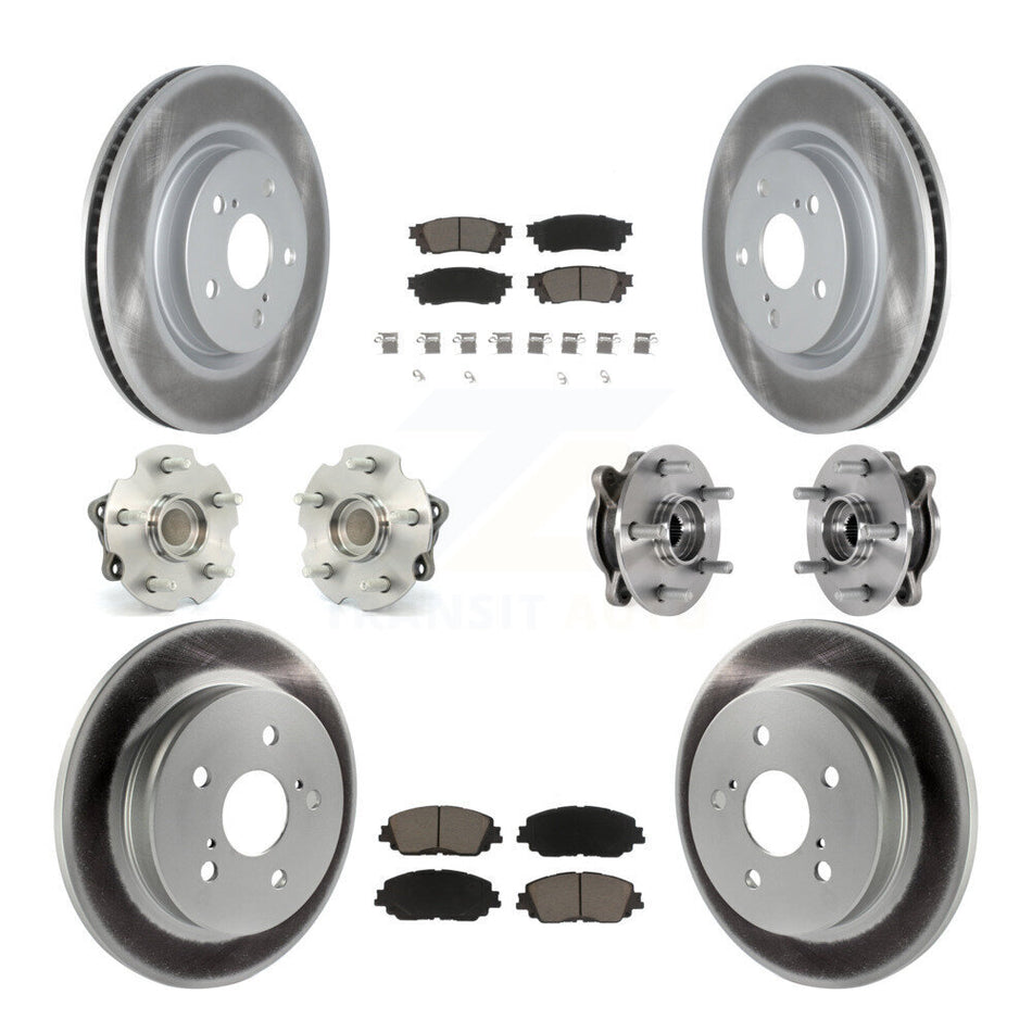 Front Rear Hub Bearing Coated Disc Brake Rotor And Ceramic Pad Kit (10Pc) For Toyota RAV4 KBB-127199