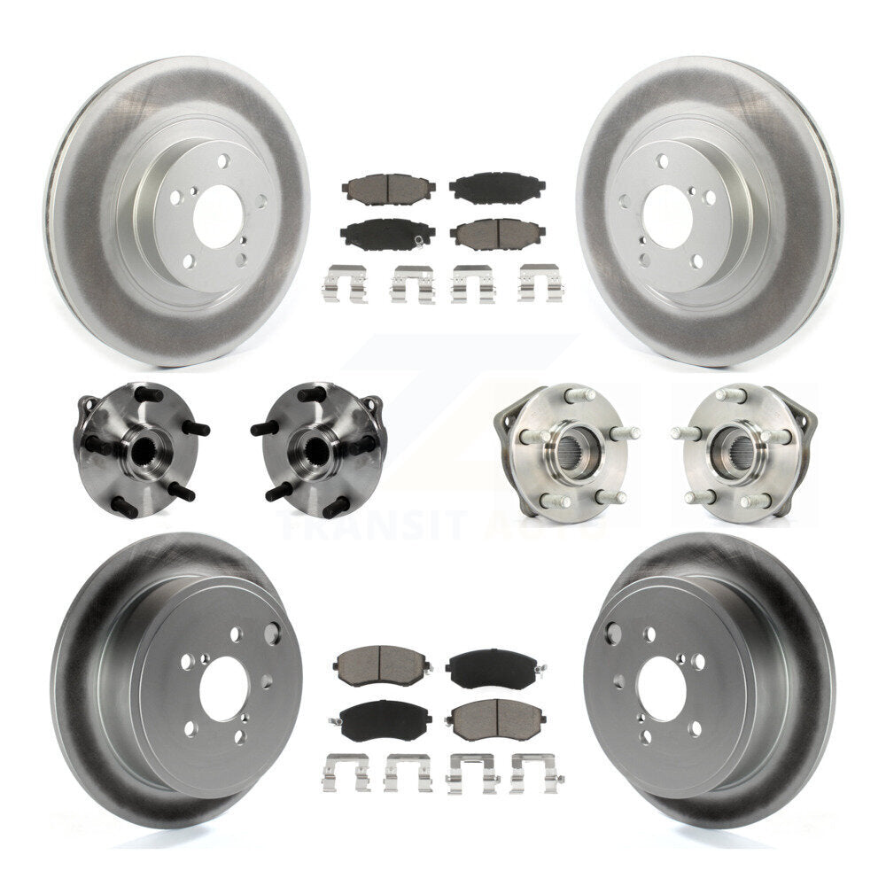 Front Rear Hub Bearings Coated Disc Brake Rotors And Pads Kit (10Pc) For Subaru Impreza KBB-127202