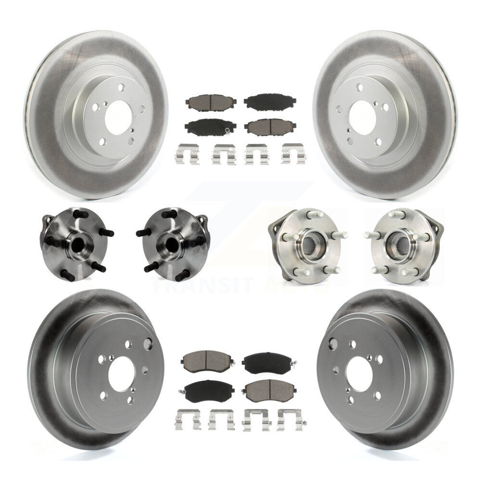 Front Rear Hub Bearings Coated Disc Brake Rotors And Pads Kit (10Pc) For Subaru Impreza KBB-127202