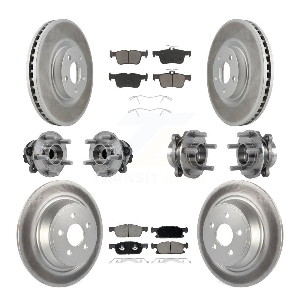 Front Rear Hub Bearing Coated Disc Brake Rotor Pad Kit (10Pc) For Lincoln Continental FWD KBB-127205